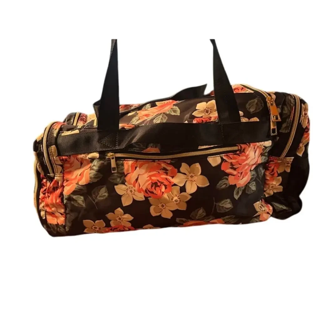 Weekender Bag Floral Duffle Overnight Bag Canvas Travel Carry On Waterproof